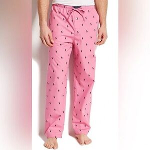 Pink Pajama Pants with Logo Pattern